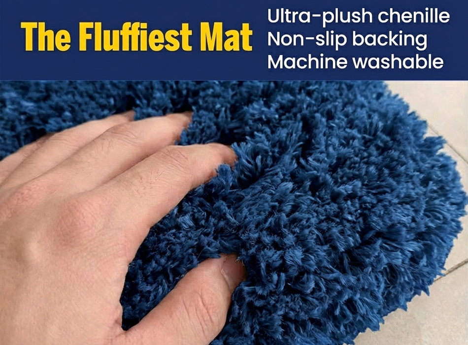Muddy Mat® Fluffy Bathroom Rug, Soft Absorbent Microfiber Bath Mat, Non Slip, Quick Dry, Machine Washable for Bathroom Floor, Tub, Shower, Toilet and Sink