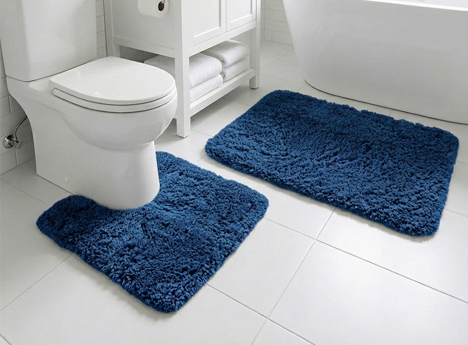 Muddy Mat® Fluffy Bathroom Rugs 2 Piece Set, Soft Absorbent Microfiber Bath Mats, Non Slip, Quick Dry, Machine Washable for Floor, Tub, Shower & Toilet, 20"x30" + 20"x20" U-Shaped
